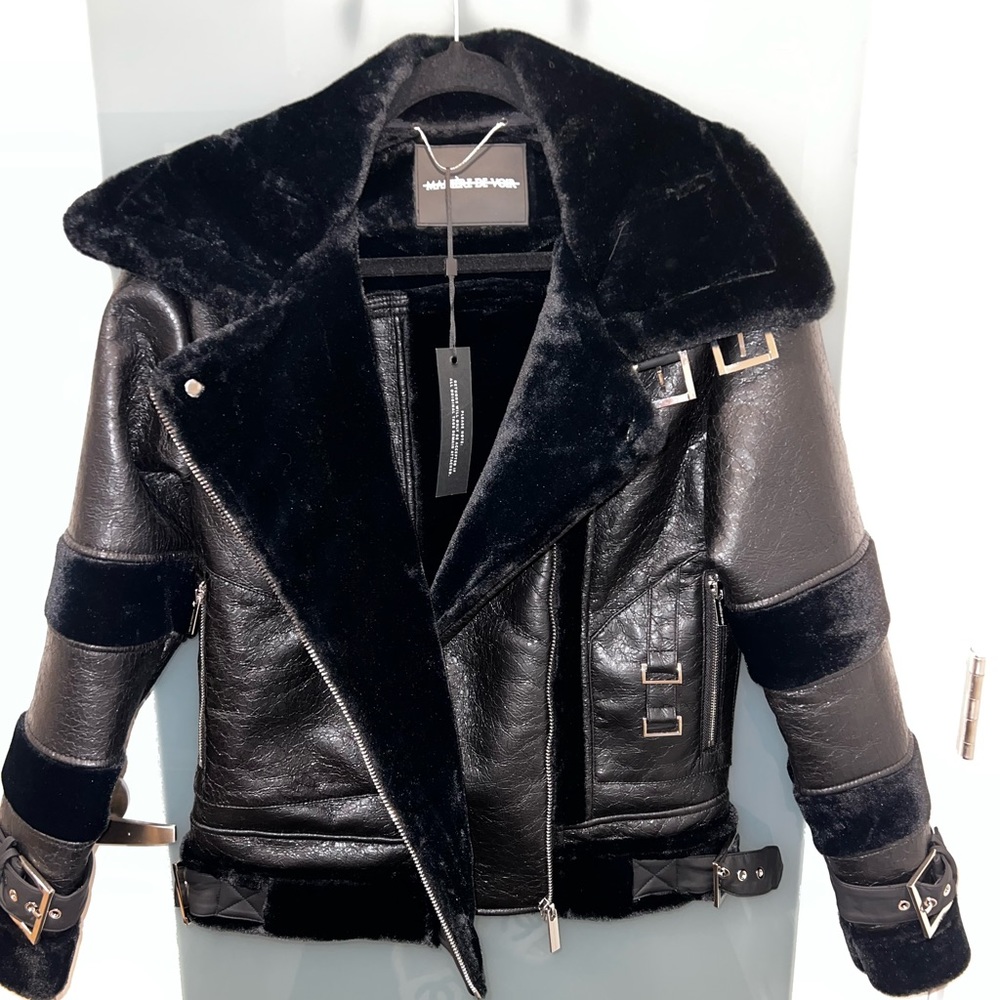 Manière De Voir vegan leather fur jacket MDV - Picture 3 of 4